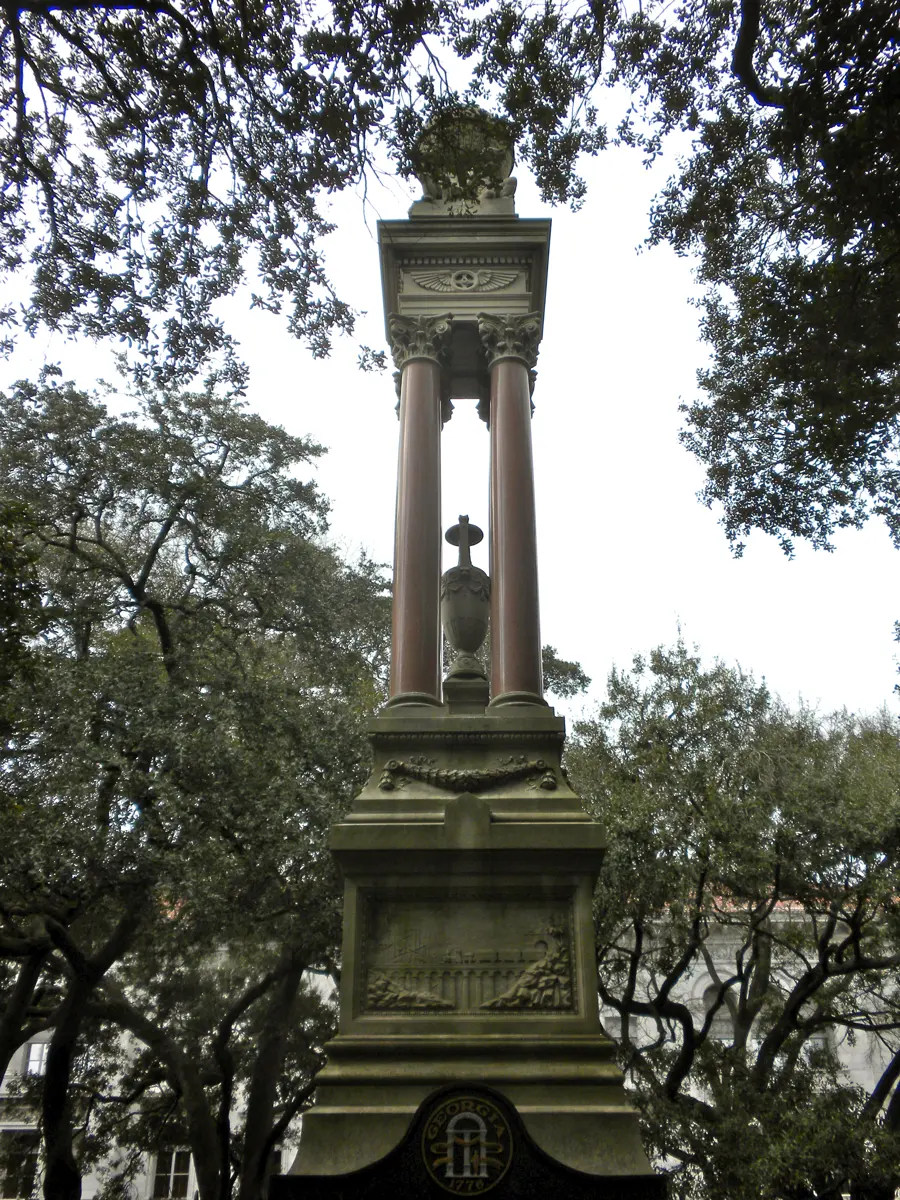 The Gordon monument in Wright Square, one of the downtown squares passed on Savannah GA ghost tours by trolley
